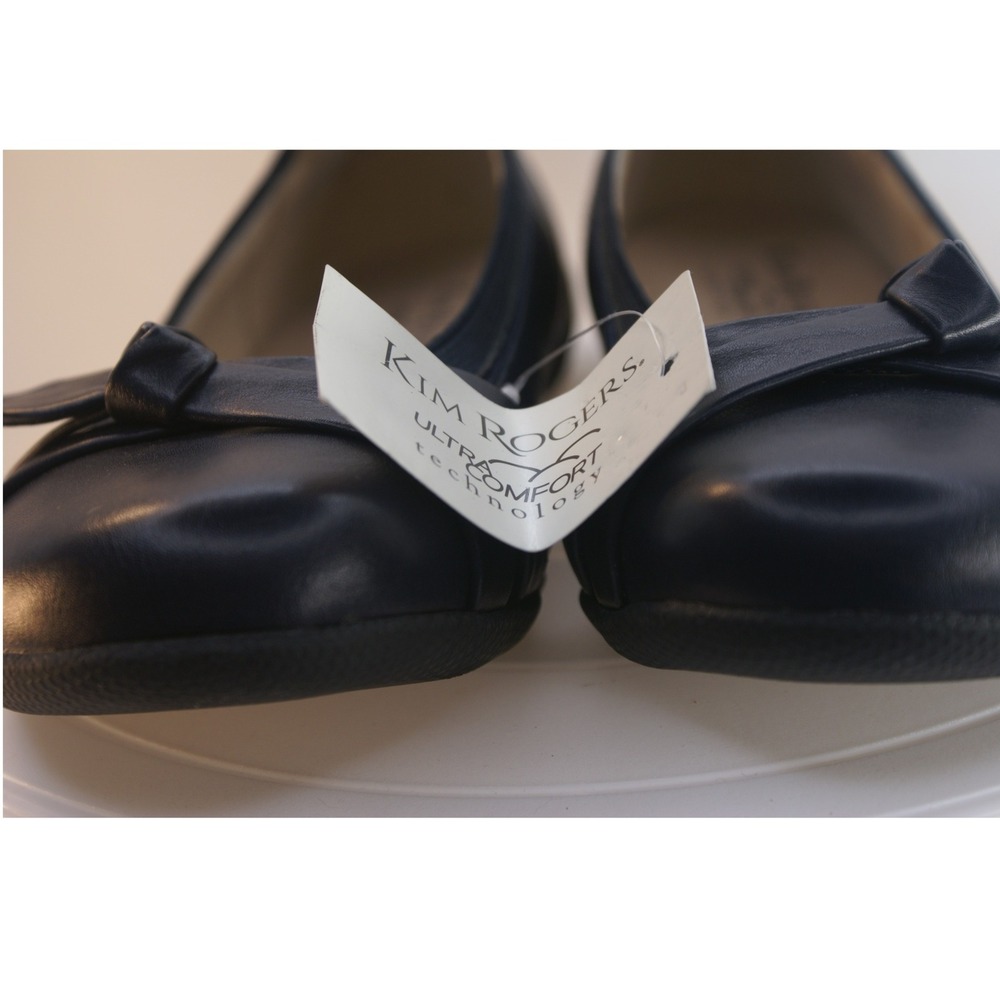 Kim Rogers Geeves Navy Blue Ballet Flats‎ Ultra Comfort Bow Shoes 9.5M NEW - Picture 7 of 12